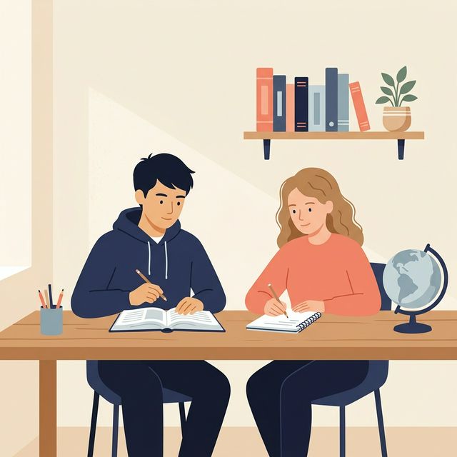 Students studying in a cozy environment